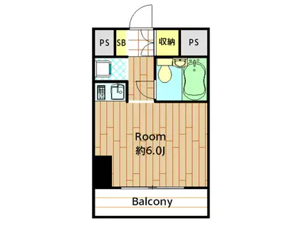 フラットJY(ワンルーム/2階)の間取り写真