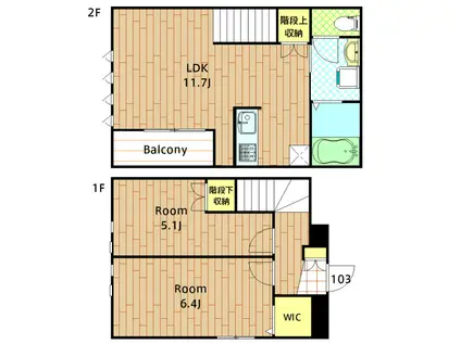VOX LILY(2LDK/1階)の間取り写真