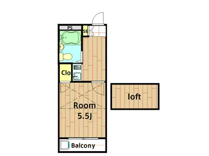 カーサ・ヴェルデ(1K/1階)の間取り写真