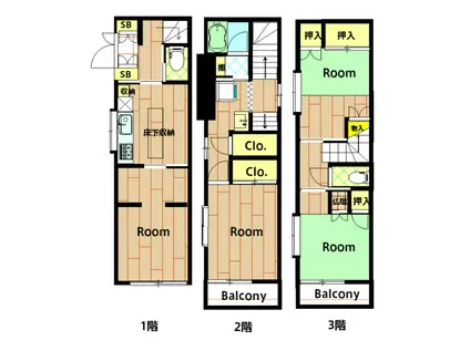 京浜急行電鉄本線 梅屋敷駅(東京) 徒歩9分 3階建 築25年(3LDK)の間取り写真