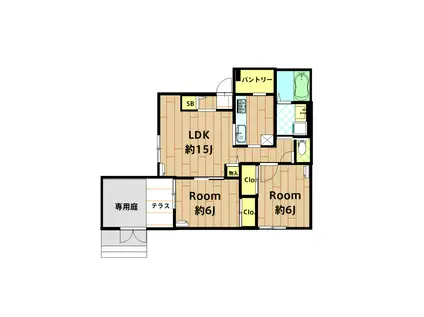 ノリアセット(2LDK/1階)の間取り写真