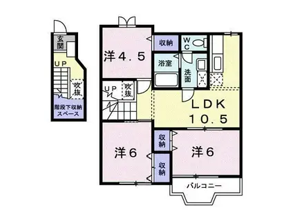 ラコート・フジB(3LDK/2階)の間取り写真