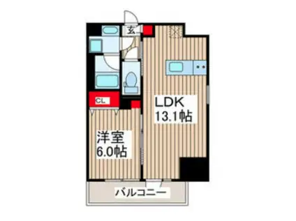 TORIKOE TURRIS(1LDK/9階)の間取り写真