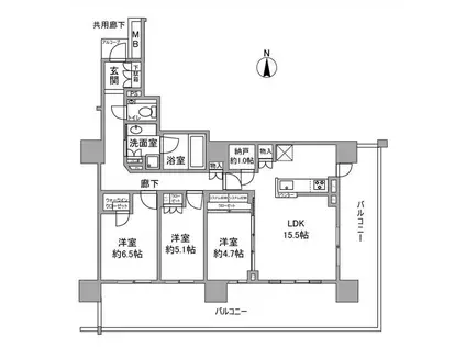 プラウド阪急塚口駅前(3SLDK/9階)の間取り写真