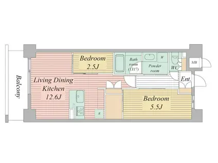 LIVECASA西宮(2LDK/7階)の間取り写真