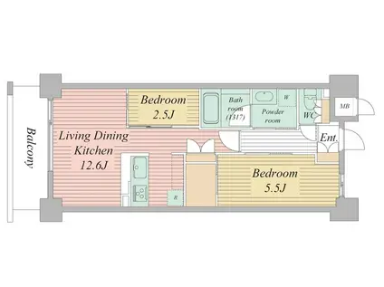 LIVECASA西宮(2LDK/6階)の間取り写真