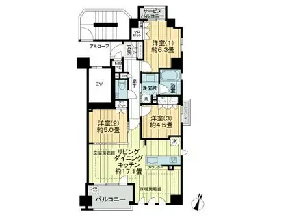 ワコーレフェリズ西岡本(3LDK/2階)の間取り写真
