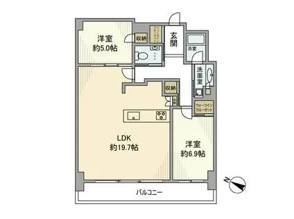 ベイシティタワーズ神戸ウエスト(2LDK/25階)の間取り写真