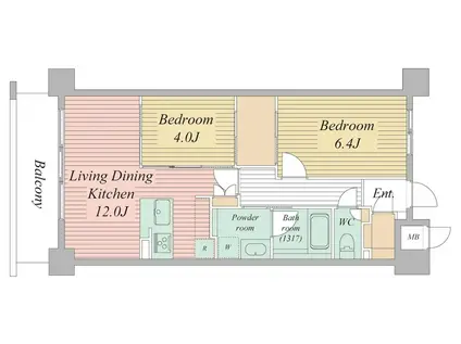 LIVECASA西宮(2LDK/4階)の間取り写真