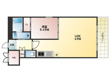 プレジオ西宮今津(1LDK/4階)の間取り写真