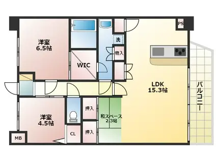 LA DOUCEUR西宮北口(2LDK/3階)の間取り写真