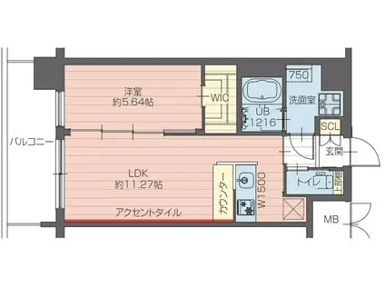 プレジオさくら夙川(1LDK/4階)の間取り写真