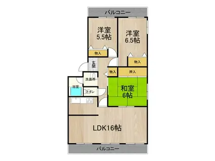 フェルザ西宮(3LDK/6階)の間取り写真