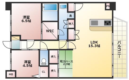 LA DOUCEUR西宮北口(2LDK/3階)の間取り写真