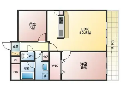 シャルム甲子園口(2LDK/3階)の間取り写真