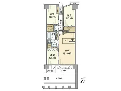 ヴェレーナシティ夙川パークナード1(3LDK/2階)の間取り写真