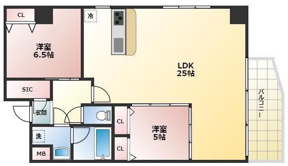 LA DOUCEUR西宮北口(2LDK/2階)の間取り写真