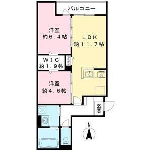RIKO塚口(2LDK/1階)の間取り写真
