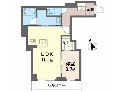 メゾン宝町(1LDK/3階)の間取り写真
