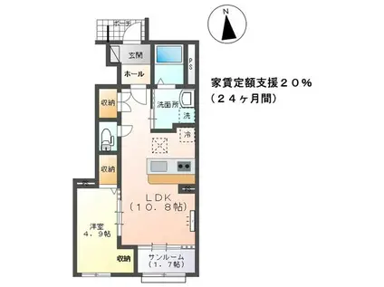 クレスト蓮(1LDK/1階)の間取り写真