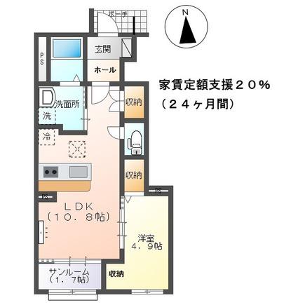 クレスト蓮(1LDK/1階)の間取り写真