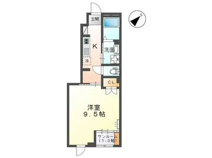 ポンテ アルコバレーノ(1K/1階)の間取り写真