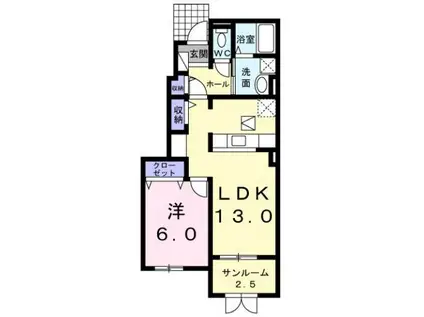 富山地鉄不二越上滝 上堀駅 徒歩17分 2階建 築13年(1LDK/1階)の間取り写真