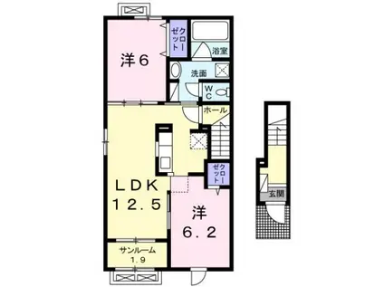 高山本線 東八尾駅 徒歩49分 2階建 築7年(2LDK/2階)の間取り写真