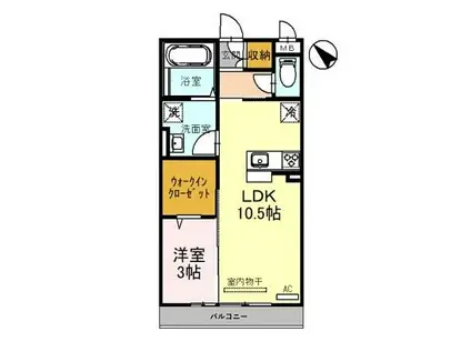 万葉線 片原町駅(富山) 徒歩24分 3階建 築16年(1LDK/1階)の間取り写真