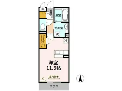 あいの風とやま鉄道 高岡駅 徒歩18分 3階建 築14年(ワンルーム/1階)の間取り写真