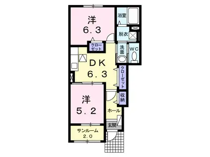 富山地鉄不二越上滝 上堀駅 徒歩17分 2階建 築14年(2DK/1階)の間取り写真