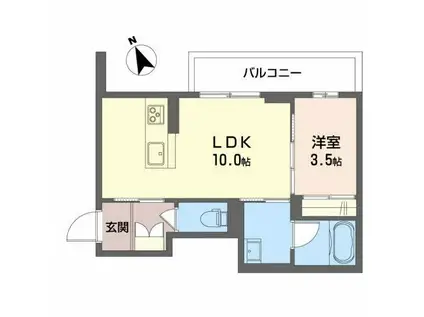 万葉線 市民病院前駅 徒歩2分 3階建 築3年(1LDK/3階)の間取り写真