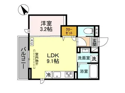 あいの風とやま鉄道 小杉駅(あいの風) 徒歩10分 2階建 新築(1LDK/2階)の間取り写真