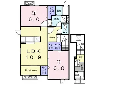 あいの風とやま鉄道 西高岡駅 徒歩13分 2階建 築19年(2LDK/2階)の間取り写真
