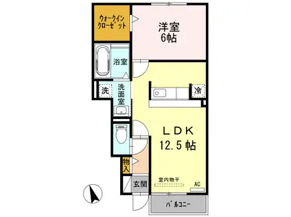 万葉線 新能町駅 徒歩23分 2階建 築15年(1LDK/1階)の間取り写真
