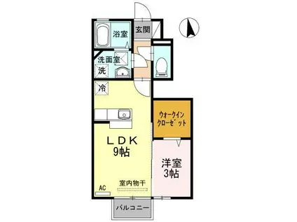 万葉線 中新湊駅 徒歩13分 2階建 築13年(1LDK/1階)の間取り写真