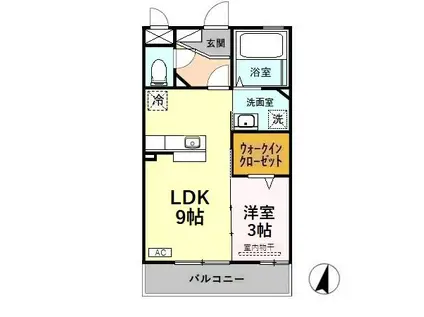 城端線 戸出駅 徒歩10分 3階建 築18年(1LDK/1階)の間取り写真