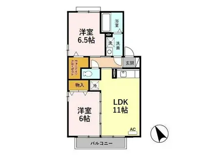 万葉線 片原町駅(富山) 徒歩30分 2階建 築24年(2LDK/2階)の間取り写真