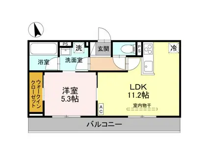 富山地鉄不二越上滝 南富山駅 徒歩18分 3階建 新築(1LDK/2階)の間取り写真