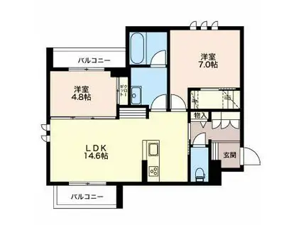氷見線 能町駅 徒歩5分 3階建 築5年(2LDK/3階)の間取り写真