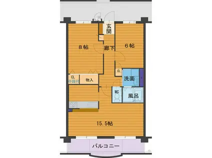 高山本線 婦中鵜坂駅 徒歩26分 3階建 築20年(2LDK/1階)の間取り写真