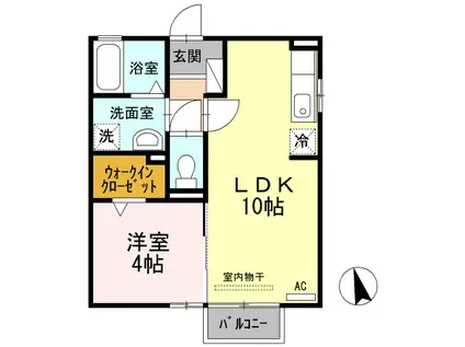富山地鉄富山市内線 県庁前駅(富山) 徒歩7分 2階建 築15年(1LDK/1階)の間取り写真