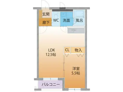 富山地鉄不二越上滝 朝菜町駅 徒歩43分 4階建 築17年(1LDK/3階)の間取り写真