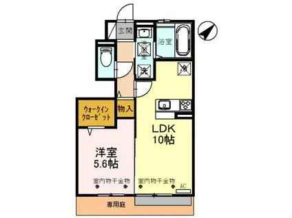 富山地鉄富山港線 城川原駅 徒歩12分 2階建 築7年(1LDK/1階)の間取り写真
