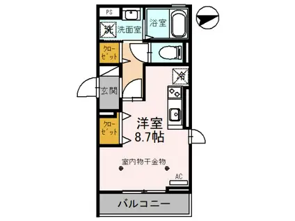 富山地鉄富山市内線 諏訪川原駅 徒歩21分 3階建 築5年(ワンルーム/3階)の間取り写真