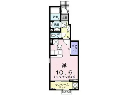 高山本線 速星駅 徒歩19分 2階建 新築(ワンルーム/1階)の間取り写真