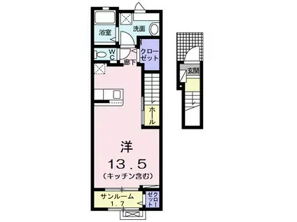 高山本線 速星駅 徒歩19分 2階建 新築(ワンルーム/2階)の間取り写真
