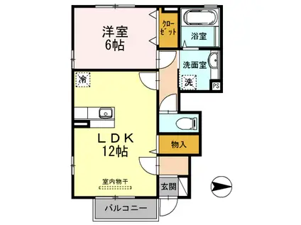 にゅうまごびれっじ2(1LDK/1階)の間取り写真