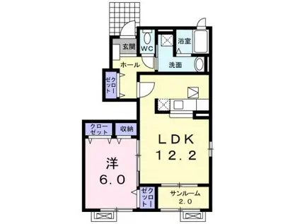 富山地鉄不二越上滝 上堀駅 徒歩18分 2階建 築18年(1LDK/1階)の間取り写真