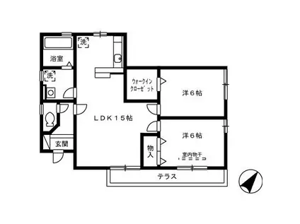 万葉線 市民病院前駅 徒歩7分 2階建 築17年(2LDK/1階)の間取り写真